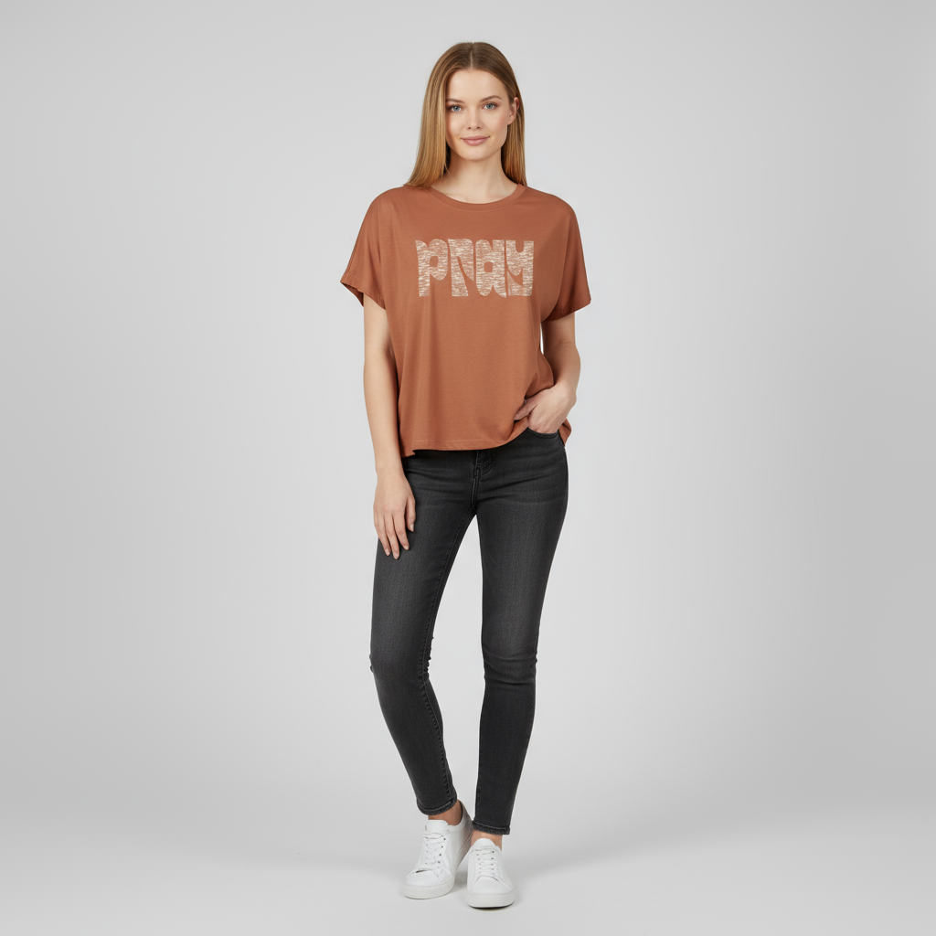 Трикотажная футболка с графическим принтом на заказ: Круглый вырез, короткий рукав, дизайн оверсайз