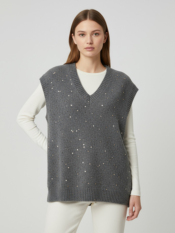 Кашемировый жилет на заказ с V-образным вырезом, однотонные шерстяные вязаные жилеты, Повседневная короткая верхняя одежда