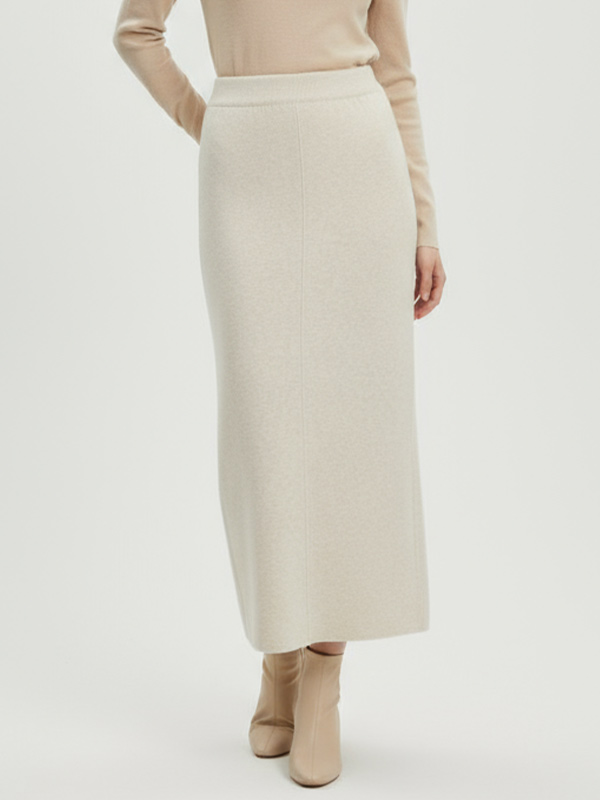 Трикотажная юбка миди на заказ: Завышенная талия, прямой крой, Минималистичный дизайн