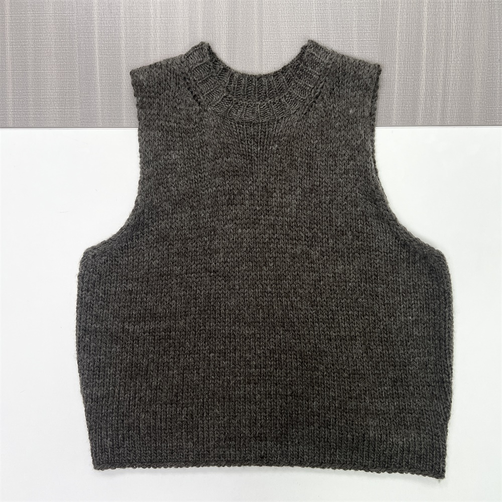 Изготовленные на заказ женские летние повседневные дышащие трикотажные топы в рубчик с круглым вырезом, свитер, жилет, майка