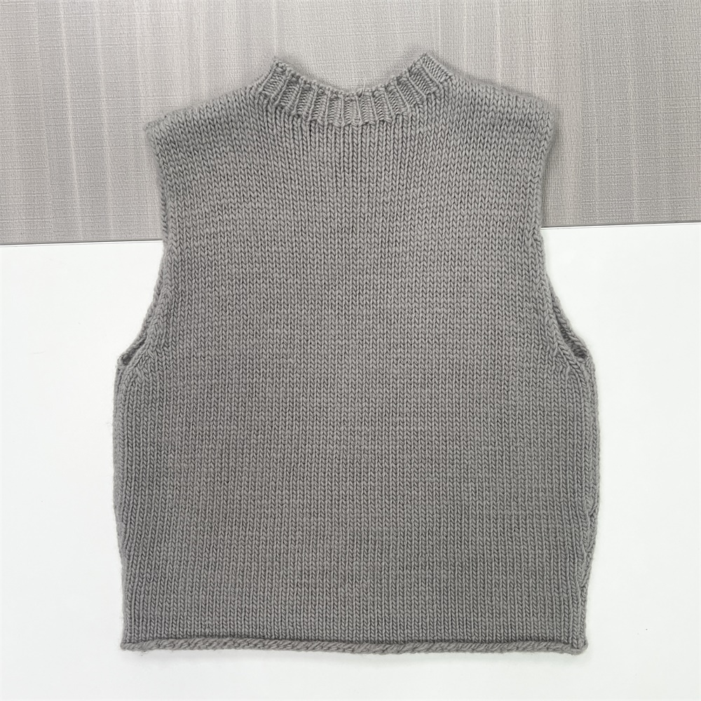 Изготовленный на заказ модный свитер без рукавов с круглым вырезом 2025 года для женщин, вязаный жилет из ребристой вязки