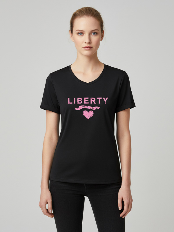 Футболка с индивидуальным рисунком: V-образный вырез, короткий рукав, оригинальный дизайн