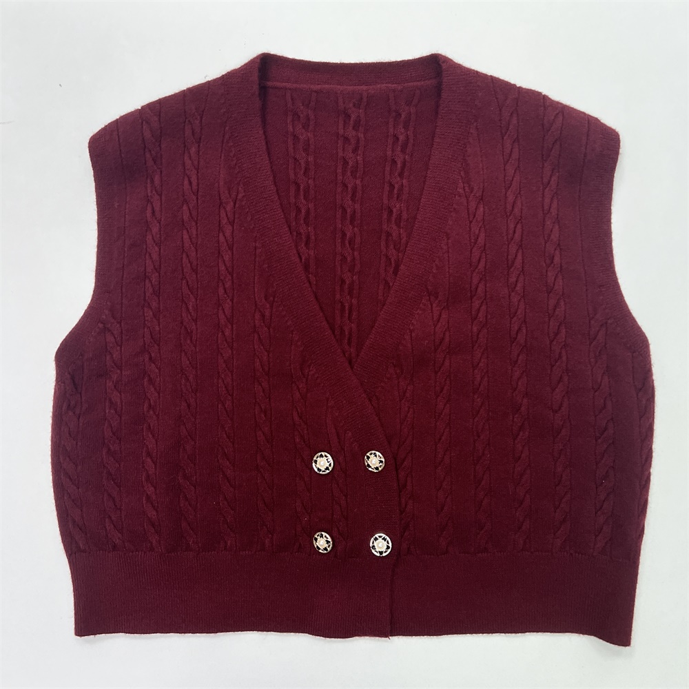 Изготовленный на заказ винтажный приталенный летний трикотажный пуловер без рукавов с V-образным вырезом и дышащим дизайном