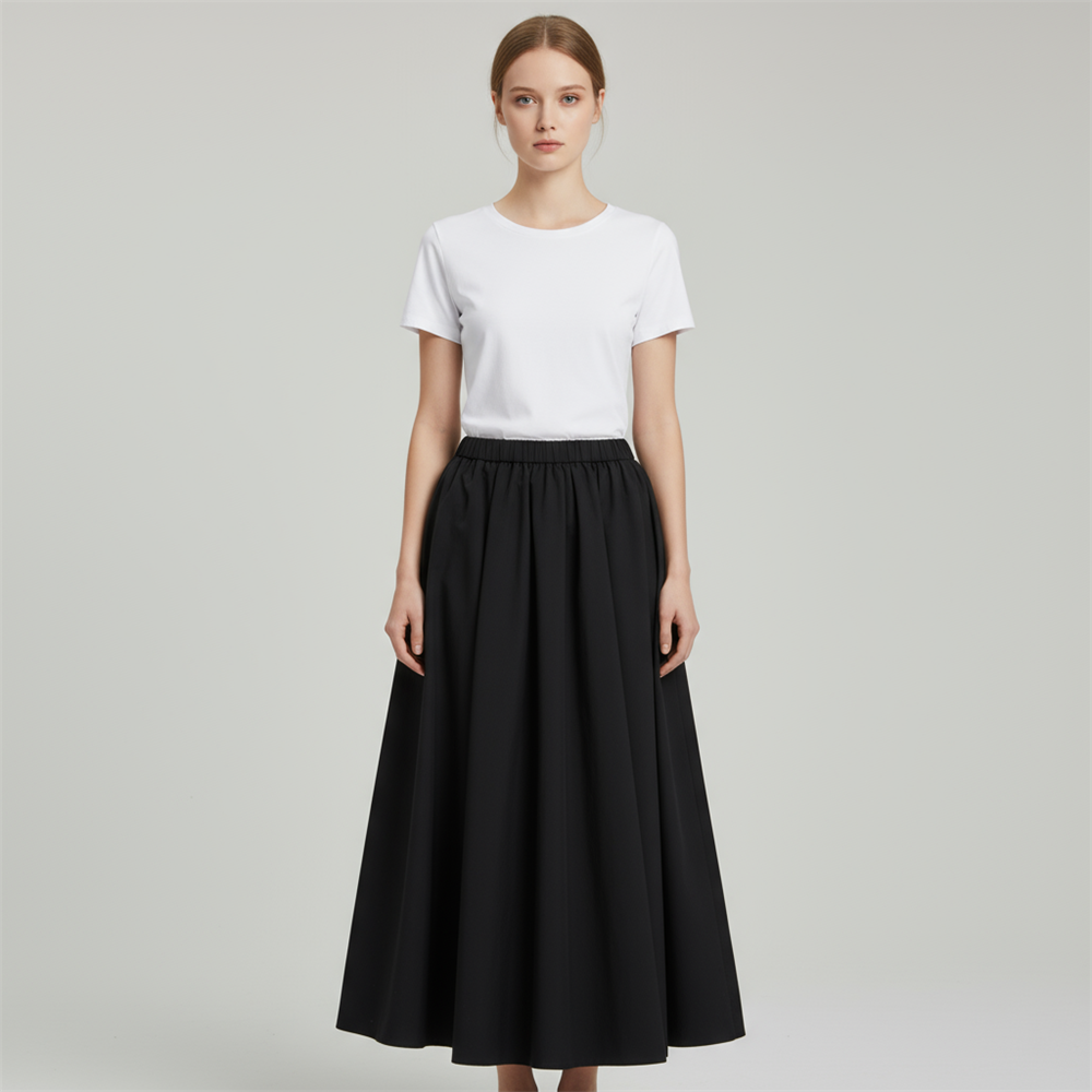 Макси-юбка в складку на заказ: Эластичный пояс, А-образный крой, универсальный дизайн