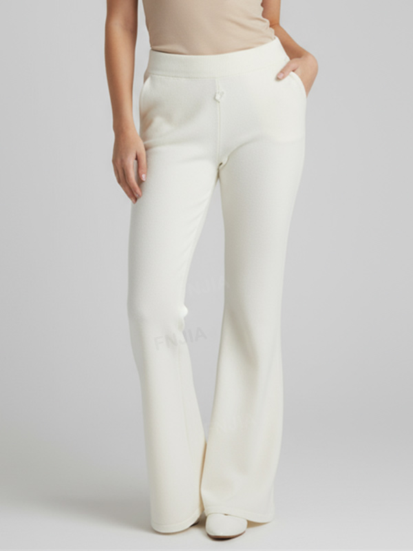 Расклешенные брюки из трикотажа на заказ: с завышенной талией, в стиле ретро, с роскошным трикотажным дизайном