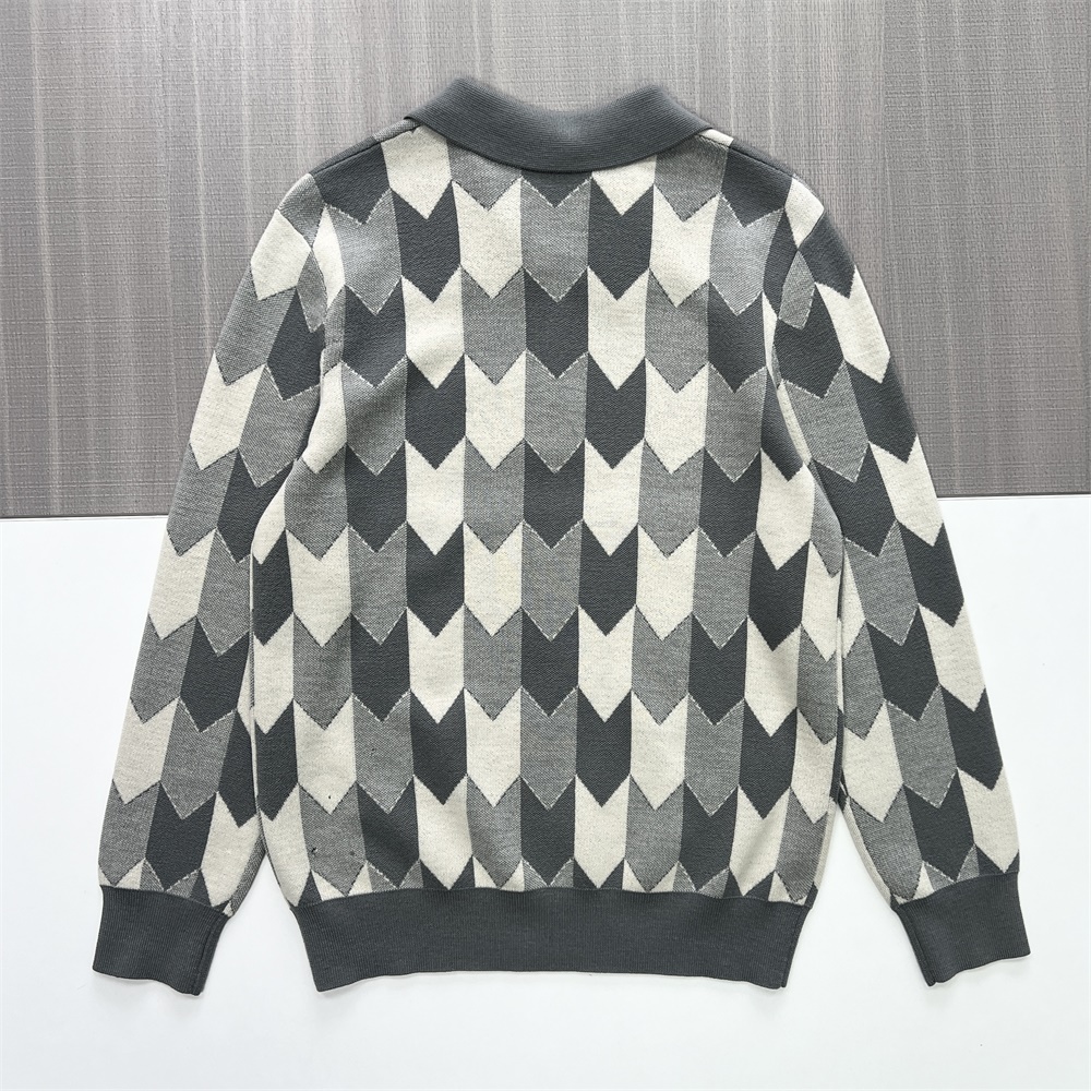 Мужское поло на молнии с шевронным узором, которое можно настроить под себя: Серые тона, повседневный дизайн в стиле ретро