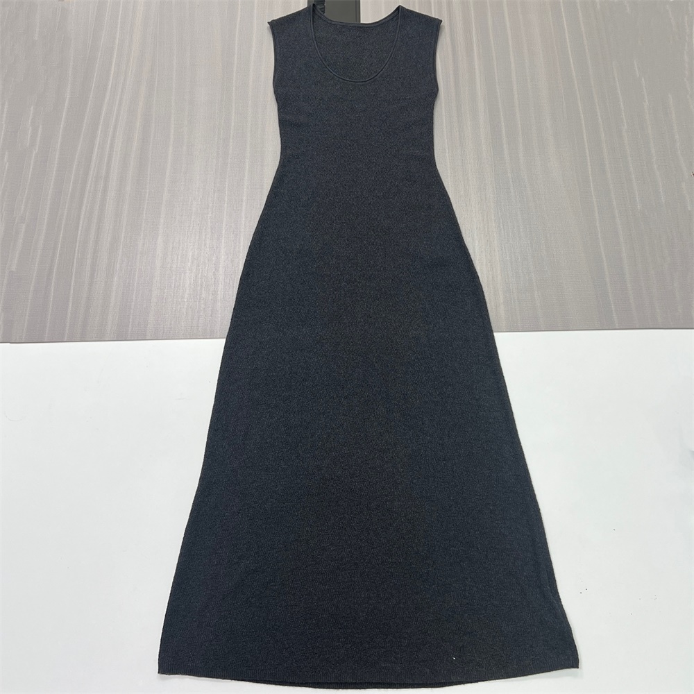 Женский комплект серого трикотажного платья на заказ: Макси без рукавов + укороченный кардиган, элегантный дизайн из 2 частей