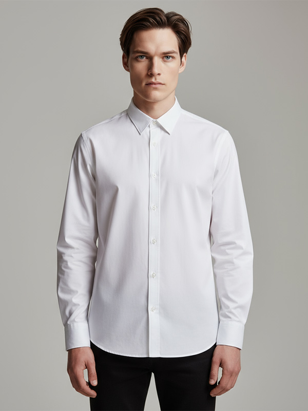 Мужская белая официальная рубашка: Длинный рукав, минималистичный дизайн, Универсальная офисная одежда