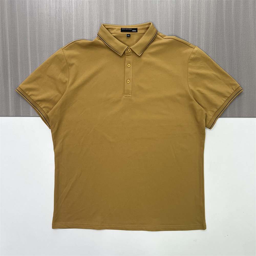 Мужская горчичная рубашка-поло: Контрастная отделка, Классический дизайн, Повседневная одежда