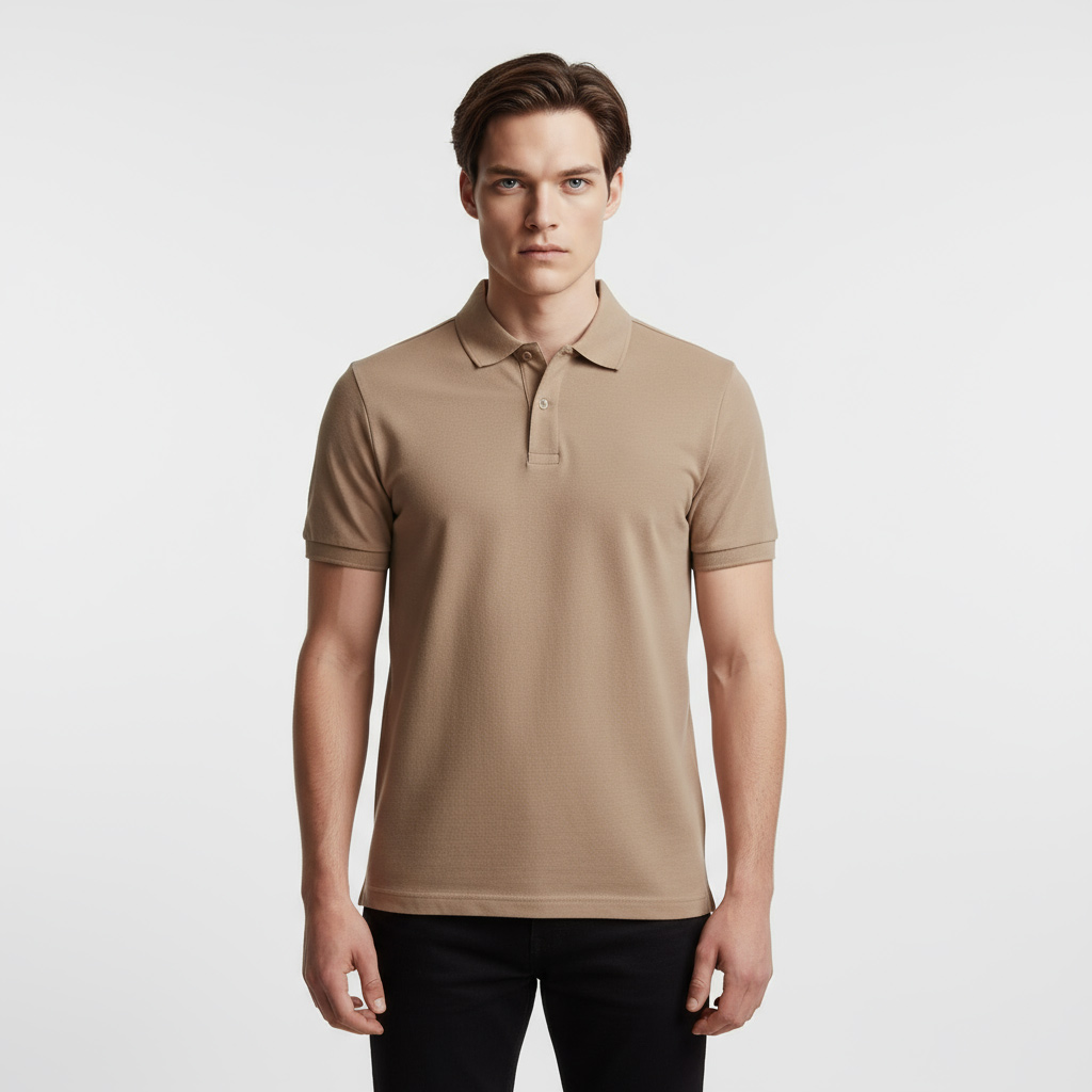 Мужская бежевая рубашка поло: Классический дизайн, мягкая текстура, Универсальная повседневная одежда