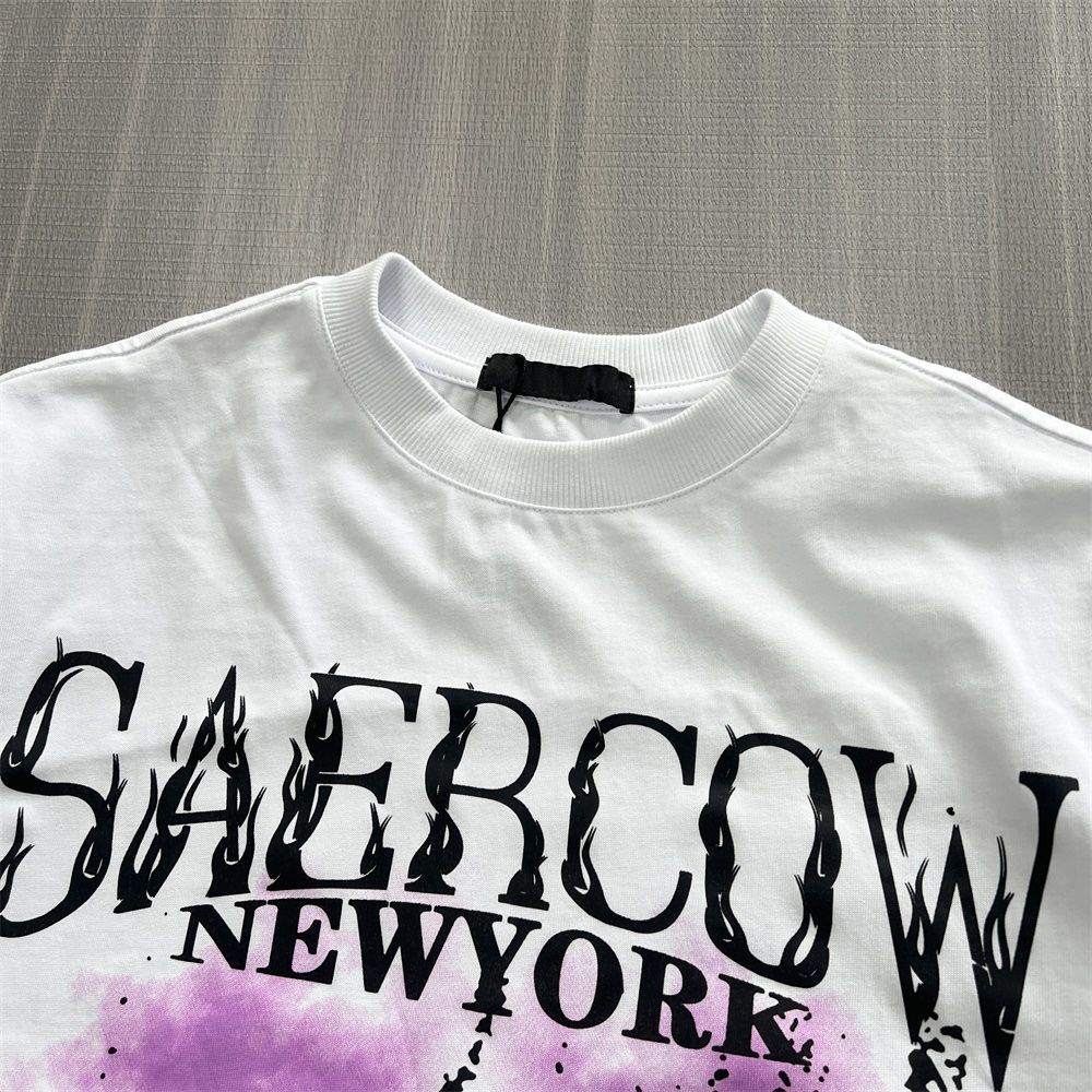 Мужская белая футболка с рисунком: Фиолетовый принт, Повседневная одежда