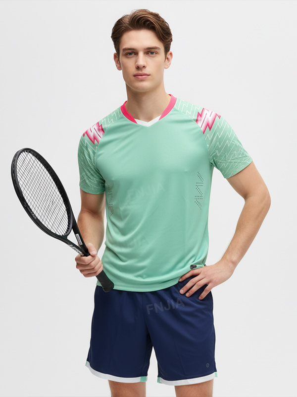 Комплект мужской спортивной формы бирюзово-розового цвета: Майка + шорты с ярким рисунком