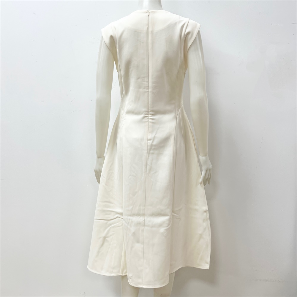 Женское платье миди без рукавов цвета слоновой кости, расклешенного А-силуэта