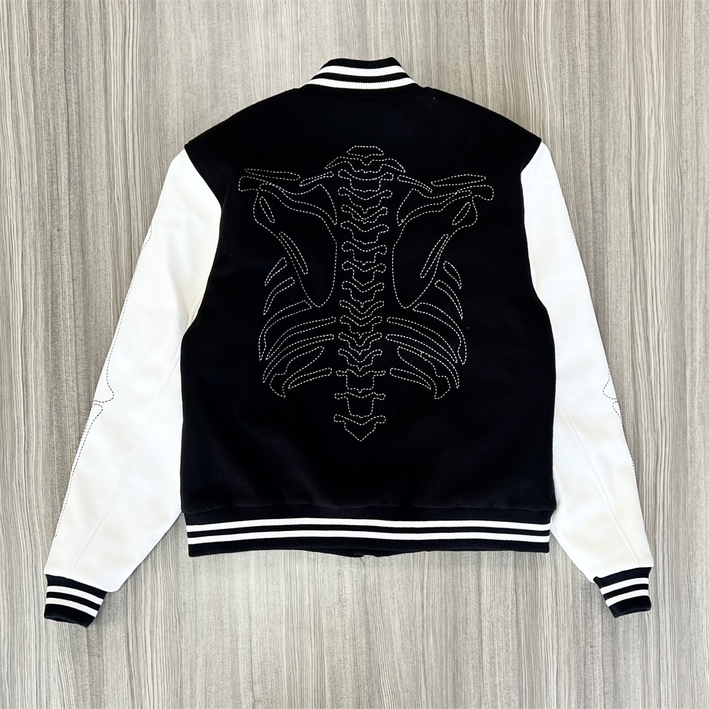 Черно-белая университетская куртка унисекс на заказ: дизайн в виде скелета со стразами, повседневная верхняя одежда
