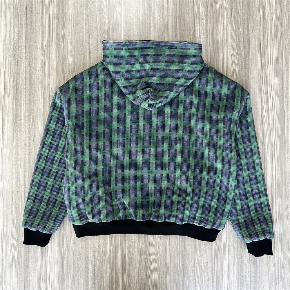 Толстовка в зеленую клетку унисекс на заказ: Застежка на молнию, контрастная отделка, Повседневная одежда