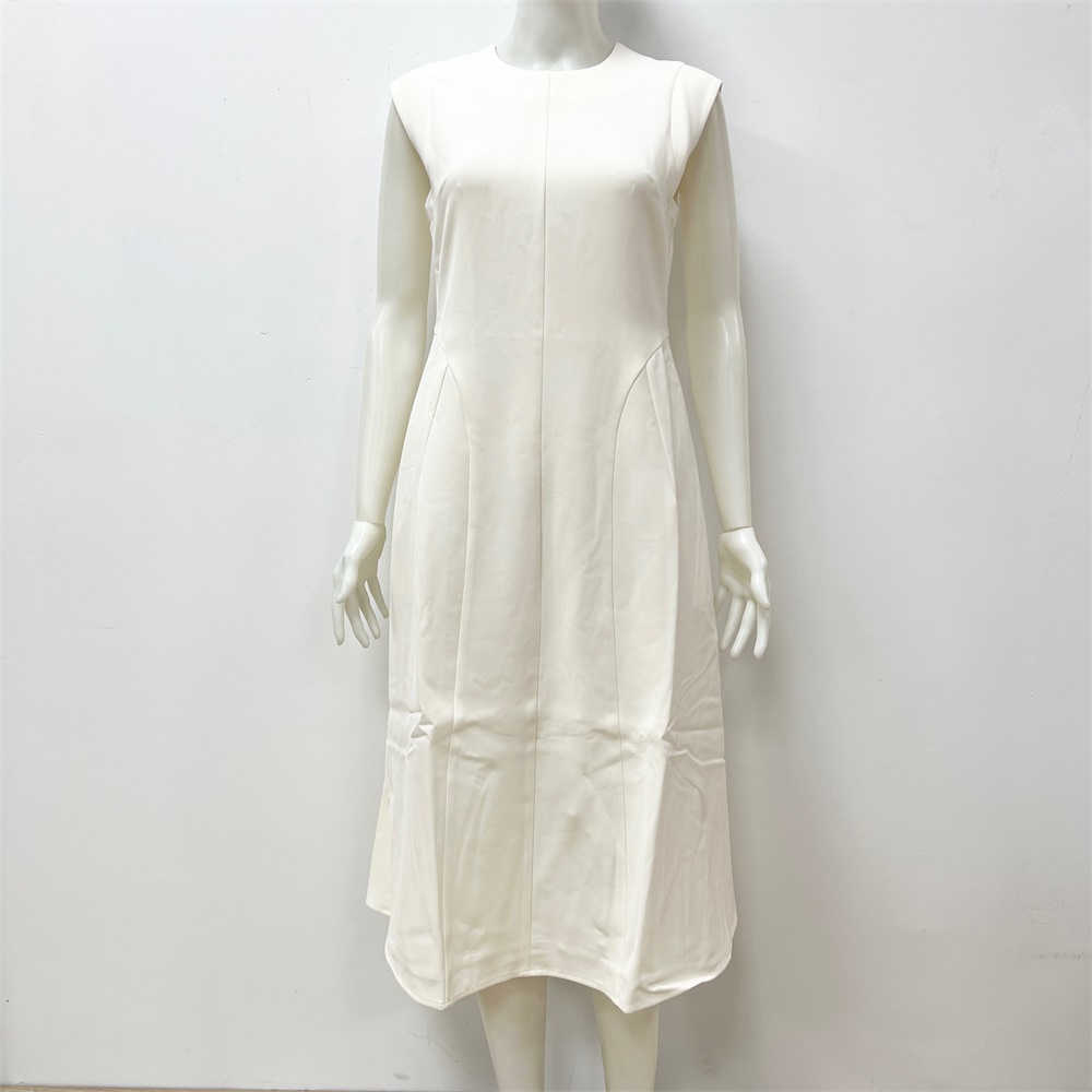 Женское платье миди без рукавов цвета слоновой кости, расклешенного А-силуэта