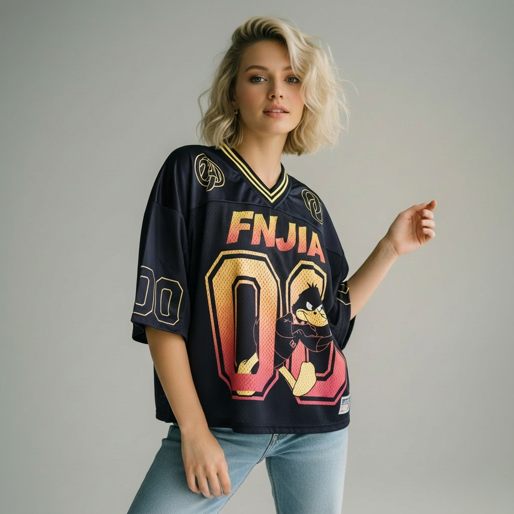 Спортивная майка унисекс Daffy Duck черного цвета с градиентным принтом № 00, оверсайз