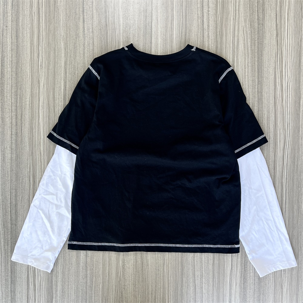 Многослойная футболка унисекс с графическим рисунком на заказ: Черно-белая, с изображением пламени и граффити