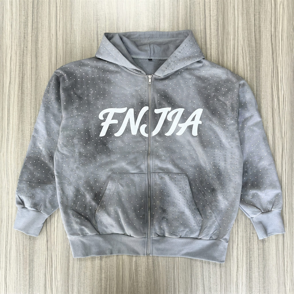 Серая толстовка унисекс со звездным принтом на молнии с рисунком "Мир неудачников"