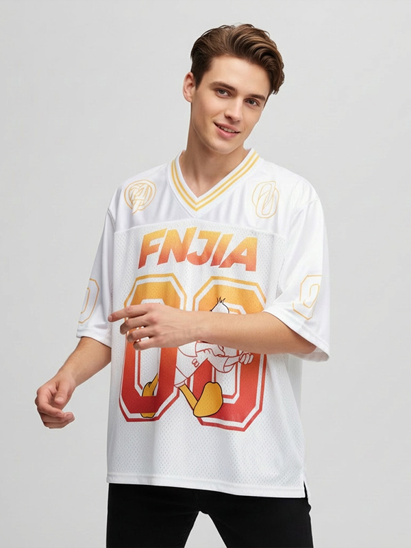 Белая спортивная майка Daffy Duck: Градиентный принт № 00, оверсайз