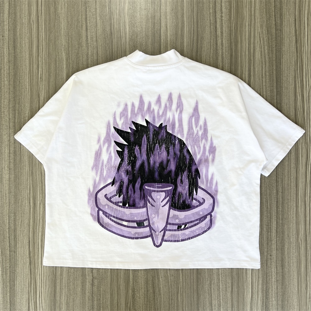 Женская футболка с рисунком Саске Учихи: Белая, оверсайз, с коротким рукавом