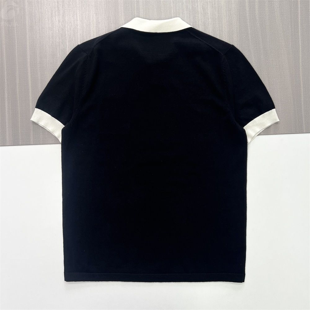 Мужская черно-белая рубашка-поло "FNJIA" с контрастной отделкой