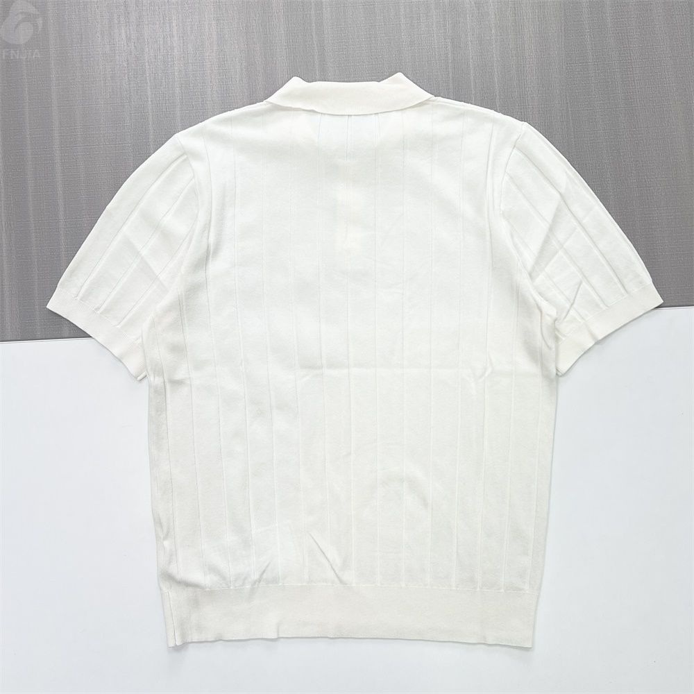 Мужская белая рубашка поло в рубчик с текстурированным рисунком и коротким рукавом