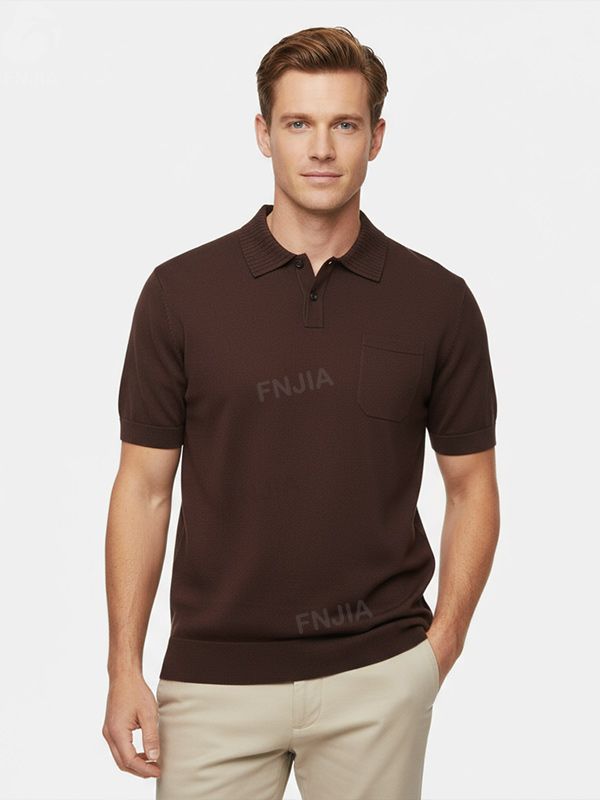 Мужская трикотажная рубашка поло бордового цвета: Дизайн нагрудного кармана