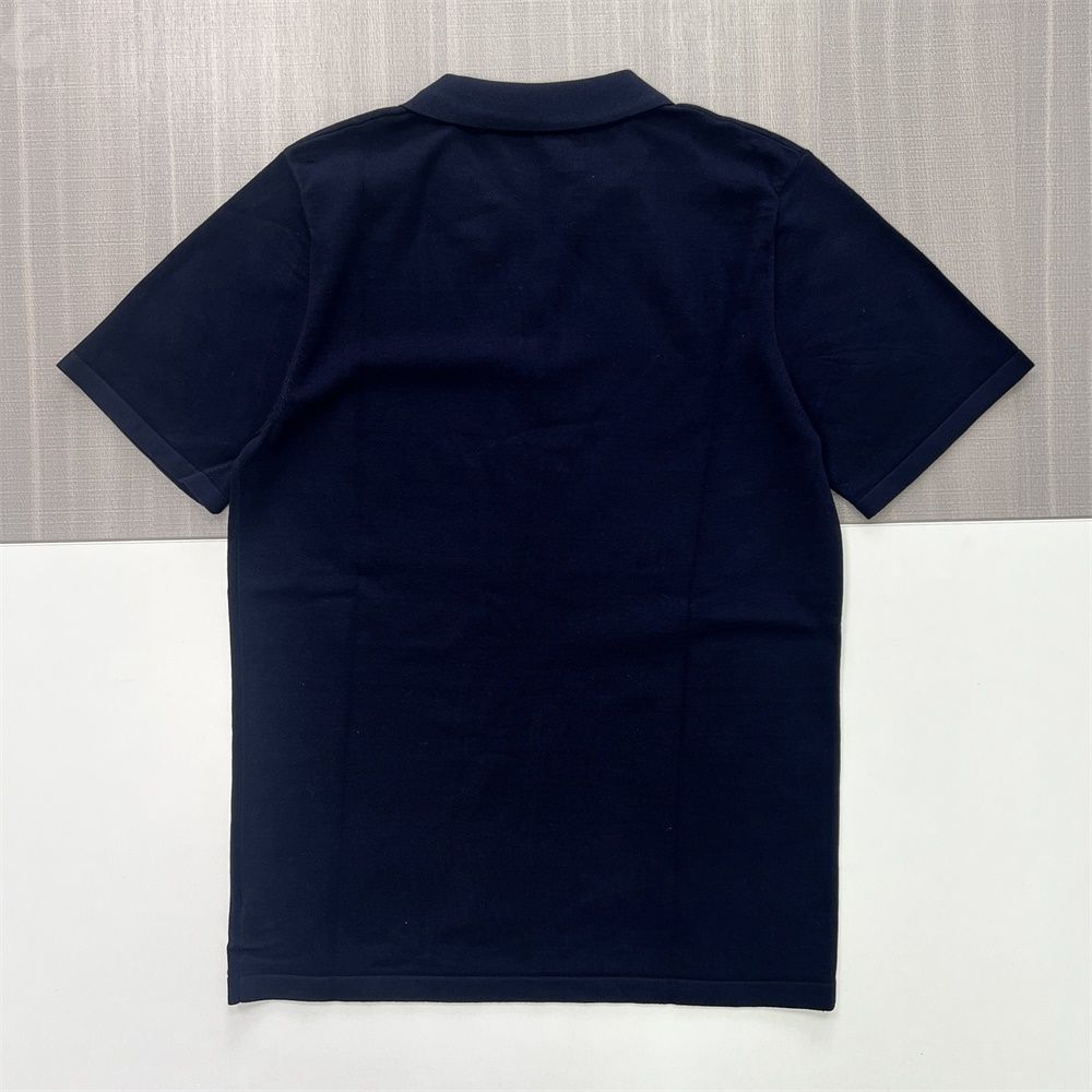 Мужская темно-синяя однотонная рубашка поло с коротким рукавом: Минималистичный дизайн