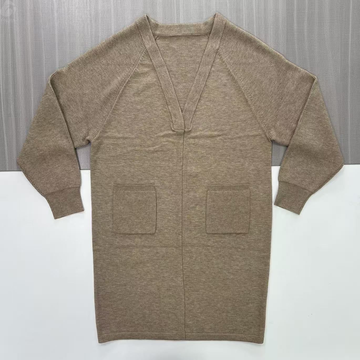 Женский бежевый вязаный свитер - FNJIA Custom Apparel Service-CPM2508-904