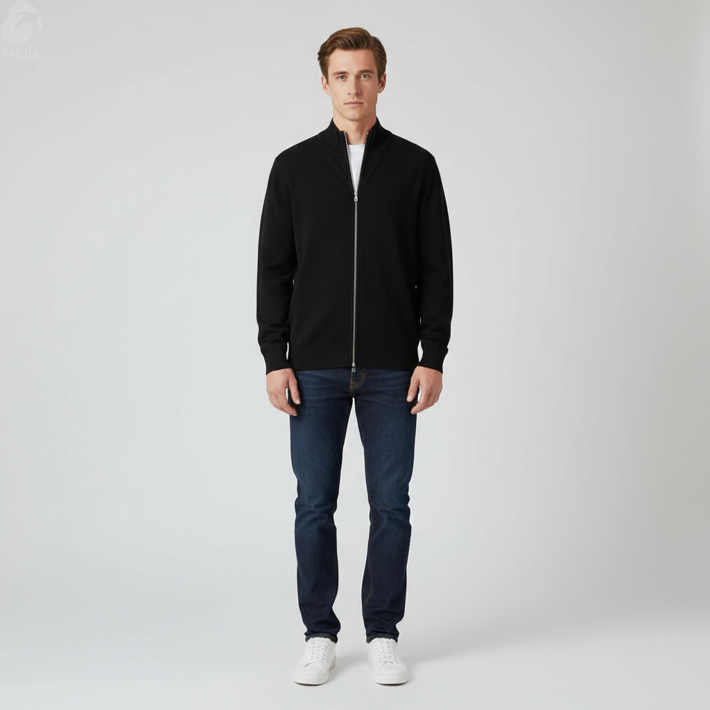 Мужской вязаный жакет-кардиган FNJIA, сшитый на заказ-FNJ2500160