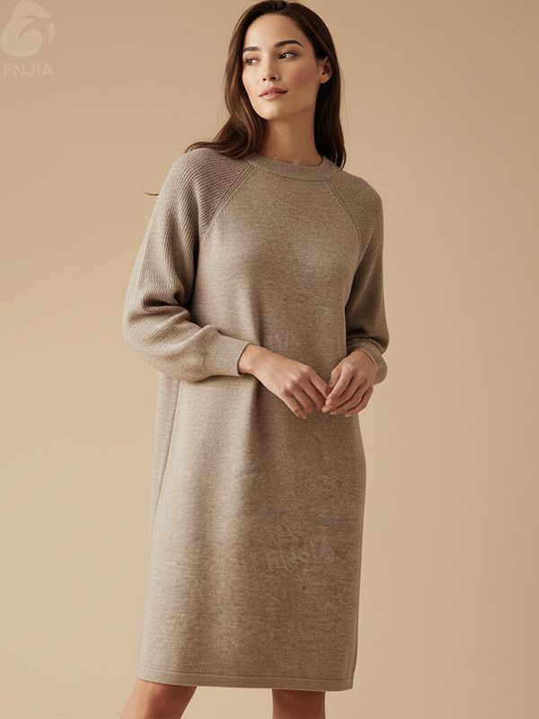 Женский бежевый вязаный свитер - FNJIA Custom Apparel Service-CPM2508-904