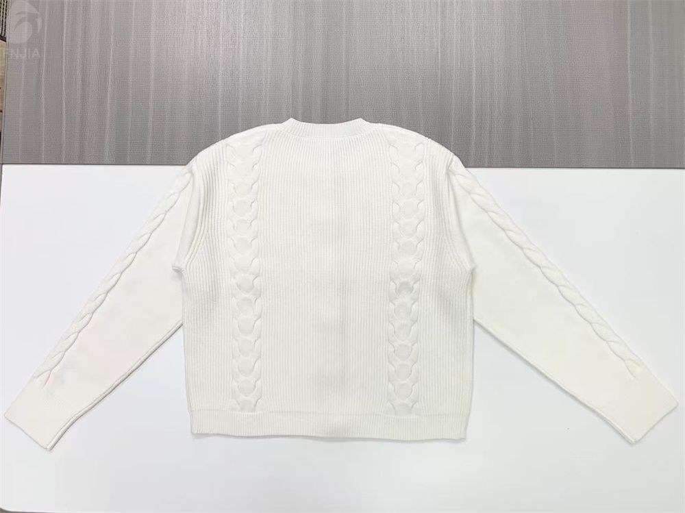 Женский белый кардиган крупной вязки - FNJIA Custom Apparel Service-FNJ250089
