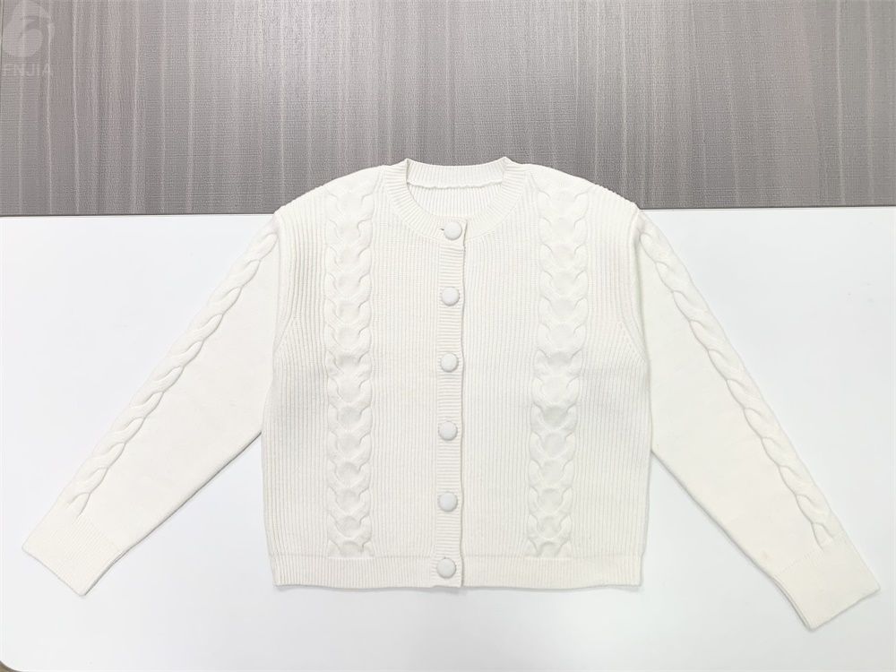 Женский белый кардиган крупной вязки - FNJIA Custom Apparel Service-FNJ250089