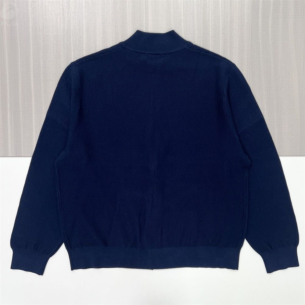 Мужская темно-синяя куртка из вафельного трикотажа на молнии - FNJIA Custom Apparel Service-FNJ2500159