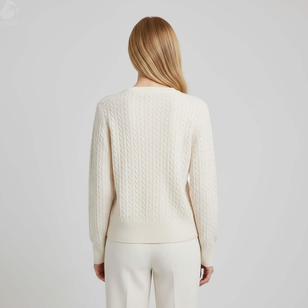 Женский кардиган кремовой вязки на пуговицах - FNJIA Custom Apparel Service-LYF2500002