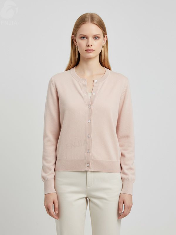 Женский кардиган из плотной вязки на пуговицах Blush - FNJIA Custom Apparel Service-LYF2500001