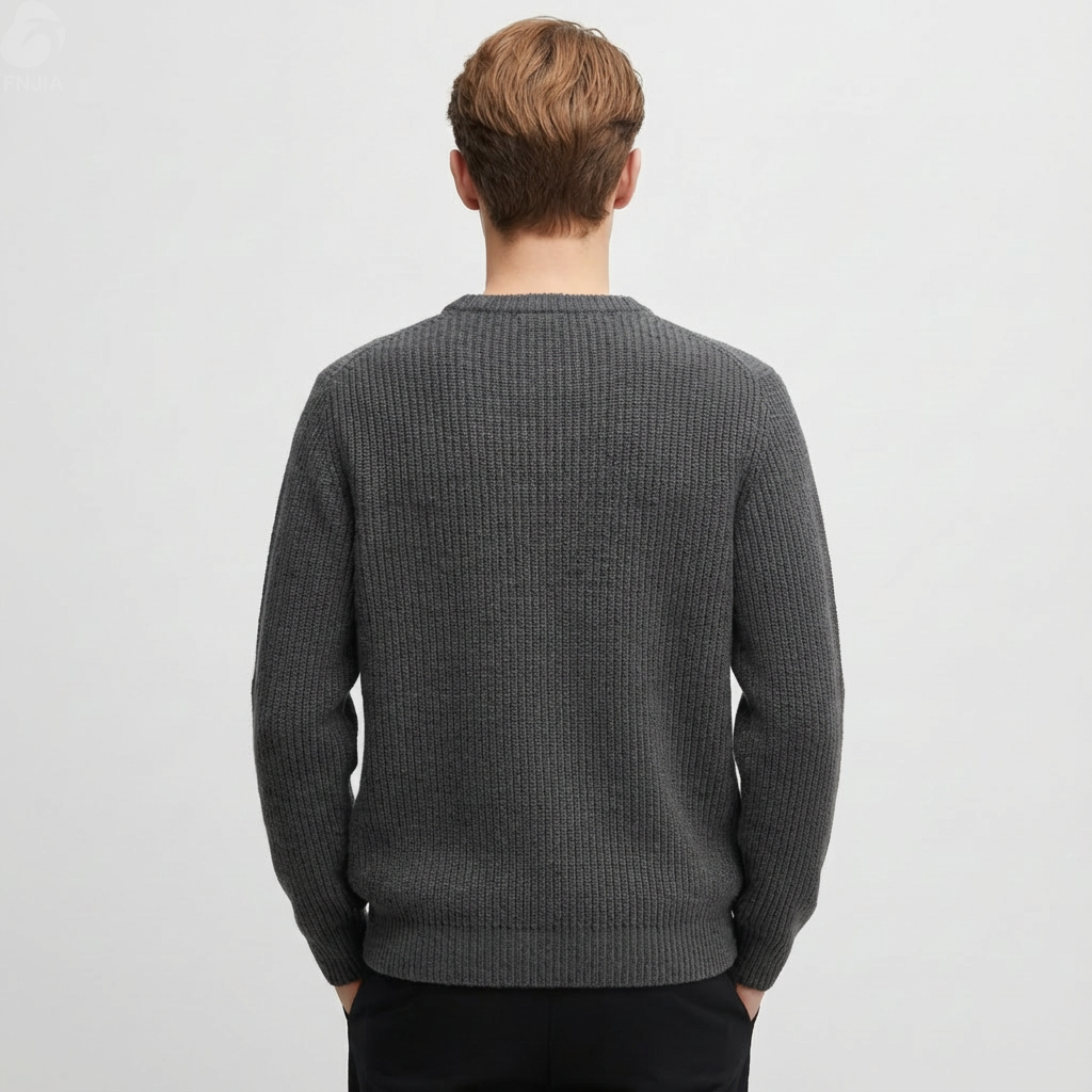 Мужской фирменный свитер угольной вязки в рубчик - FNJIA Custom Apparel Service