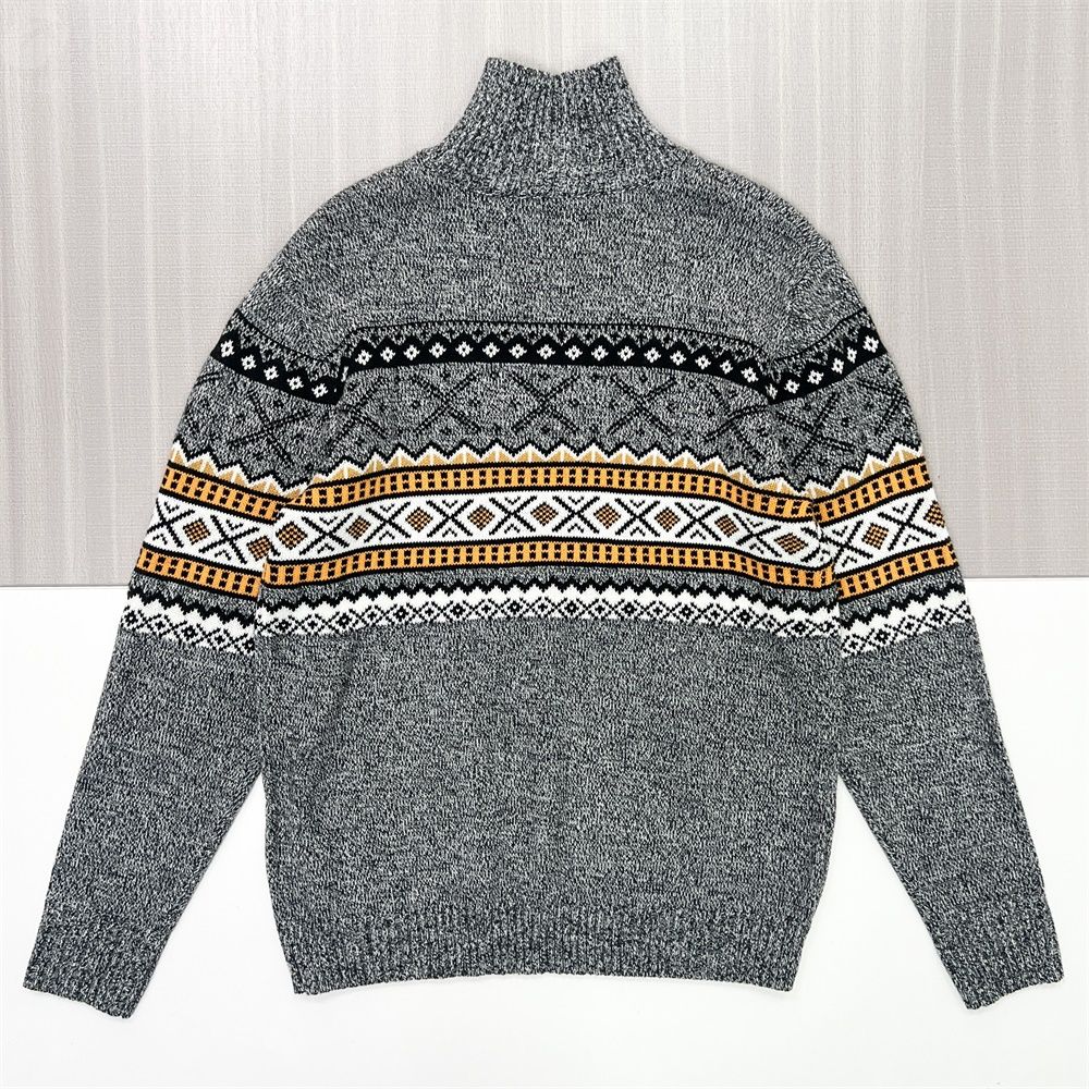 Мужской серый вязаный свитер на молнии в скандинавском стиле - FNJIA Custom Apparel Service