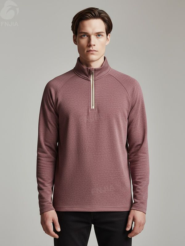 Мужской трикотажный топ на молнии с бахромой цвета пыльной розы - FNJIA Custom Apparel Service