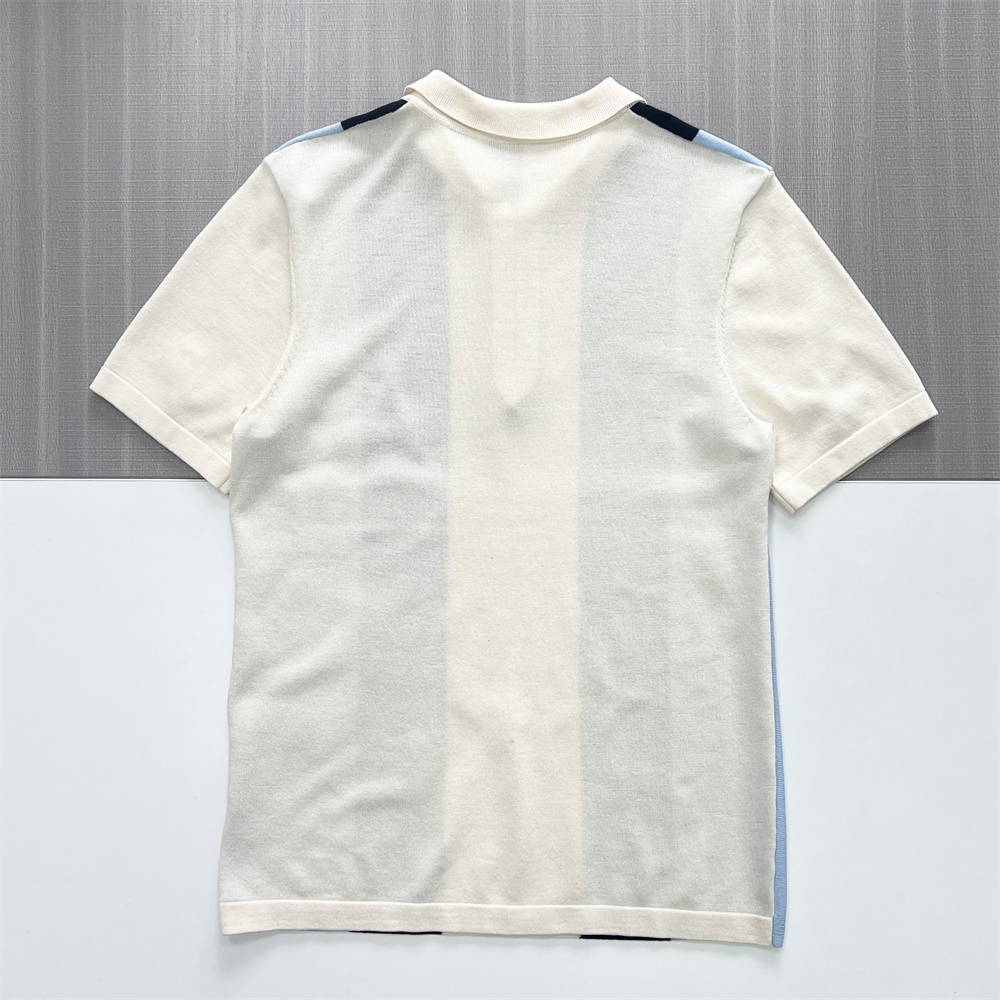 Мужское трикотажное поло в полоску с цветными блоками и застежкой-молнией до половины длины - FNJIA Custom Apparel Service