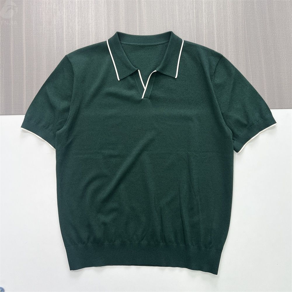 Мужское вязаное поло цвета лесного ореха с контрастной отделкой - FNJIA Custom Apparel Service