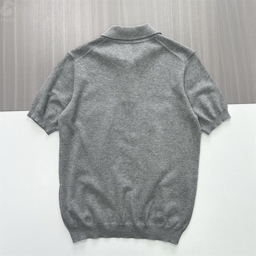 Мужское серое трикотажное поло на резинке - FNJIA Custom Apparel Service