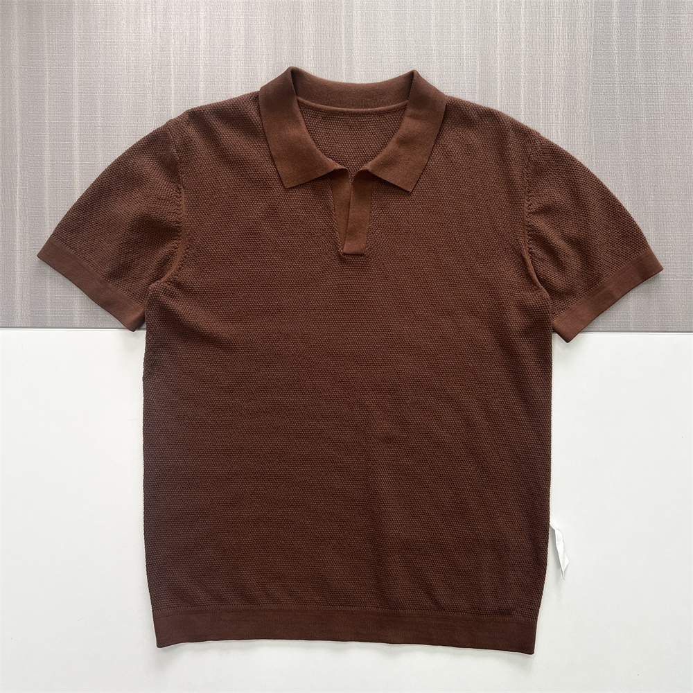 Мужская рубашка поло из вафельного трикотажа цвета мокко коричневого цвета с индивидуальной дышащей текстурой