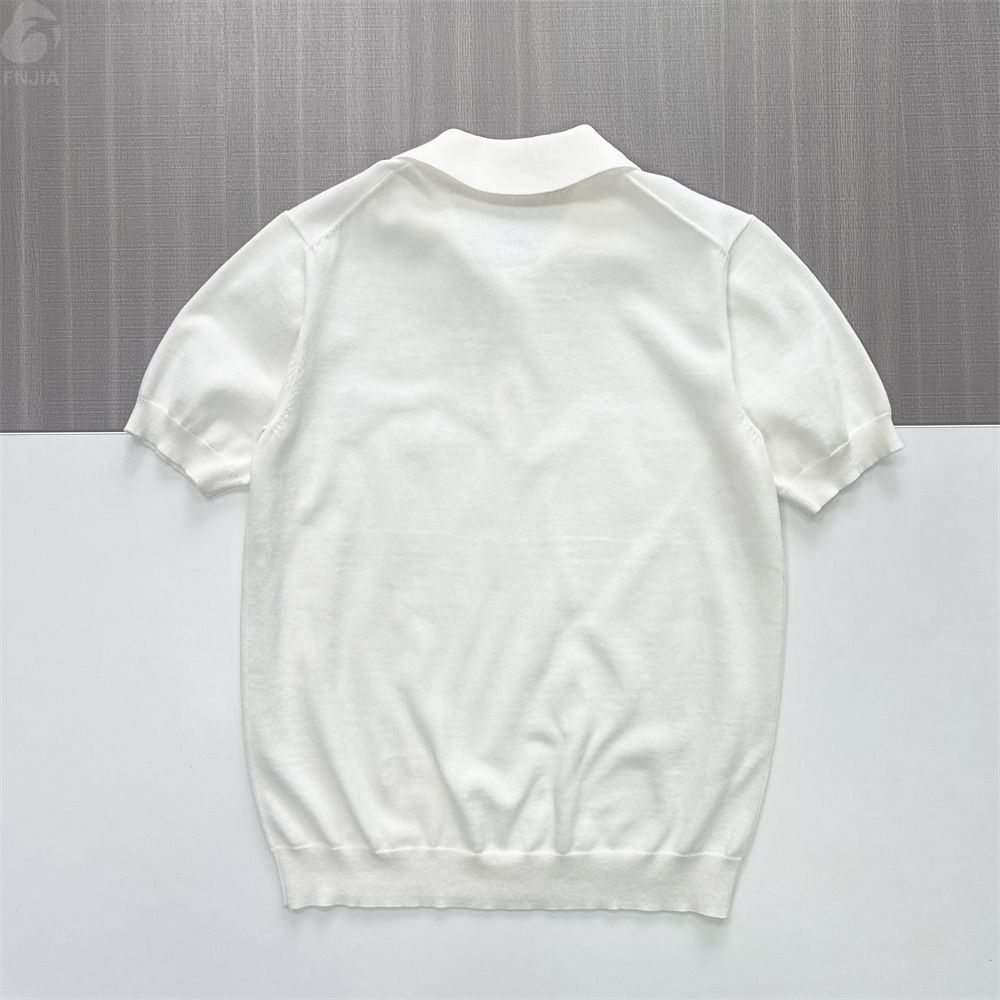 Мужское белое вязаное поло с вышивкой - FNJIA Custom Apparel Service