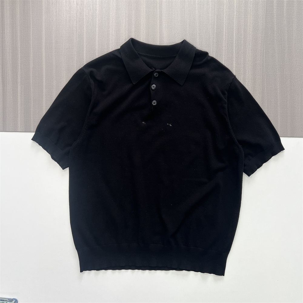 Мужское черное гладкое трикотажное поло - FNJIA Custom Apparel Service