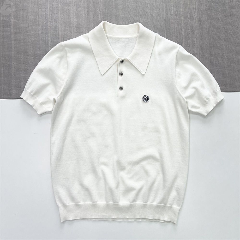 Мужское белое вязаное поло с вышивкой - FNJIA Custom Apparel Service