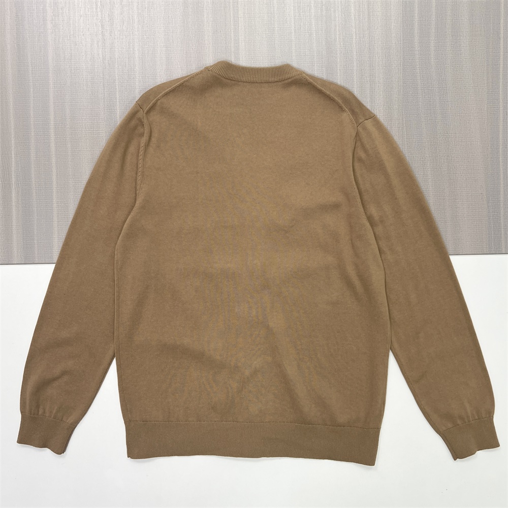 Мужской вязаный кардиган коричневого цвета с V-образным вырезом и контрастными пуговицами на заказ