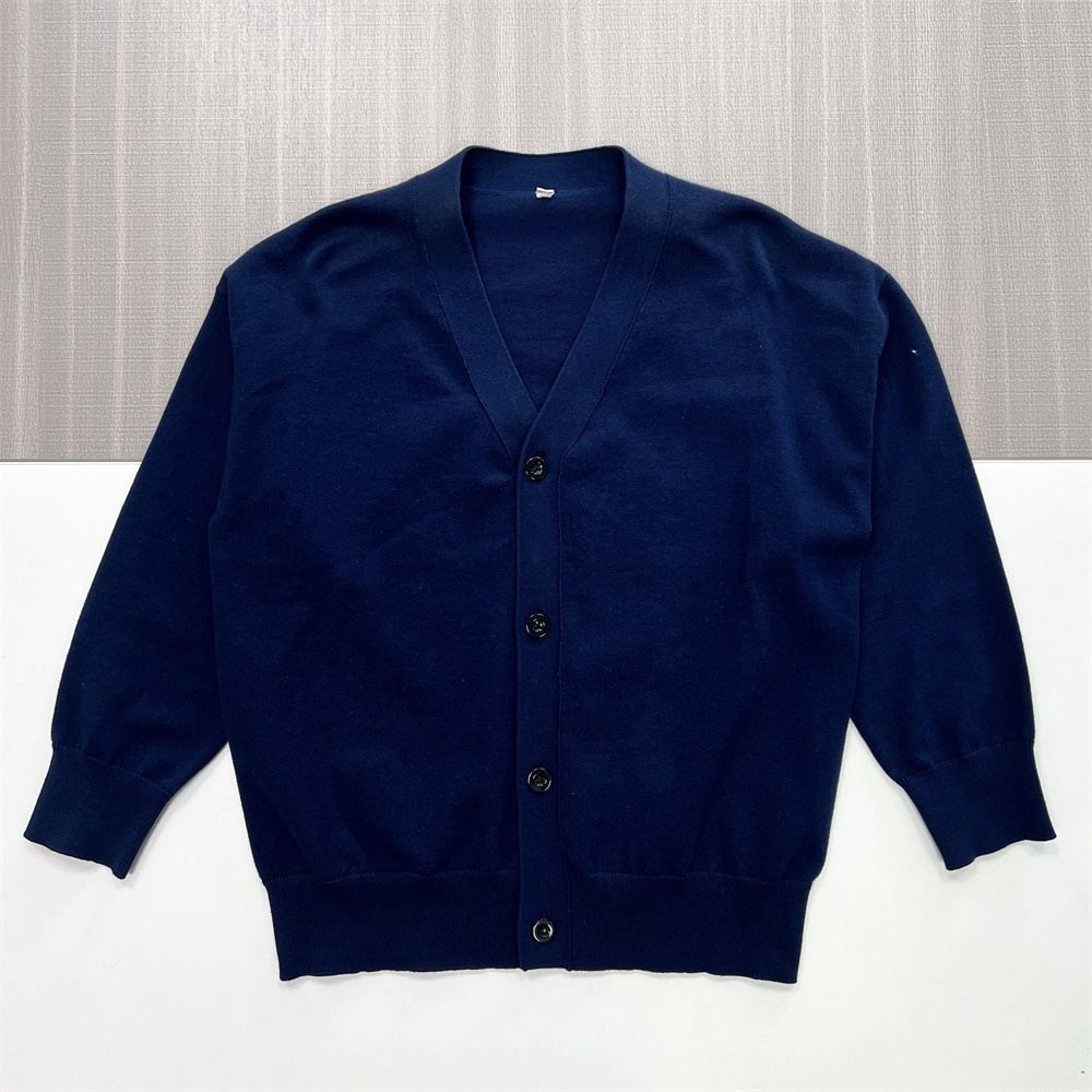 Мужской темно-синий вязаный кардиган с V-образным вырезом - Индивидуальный дизайн свободного кроя