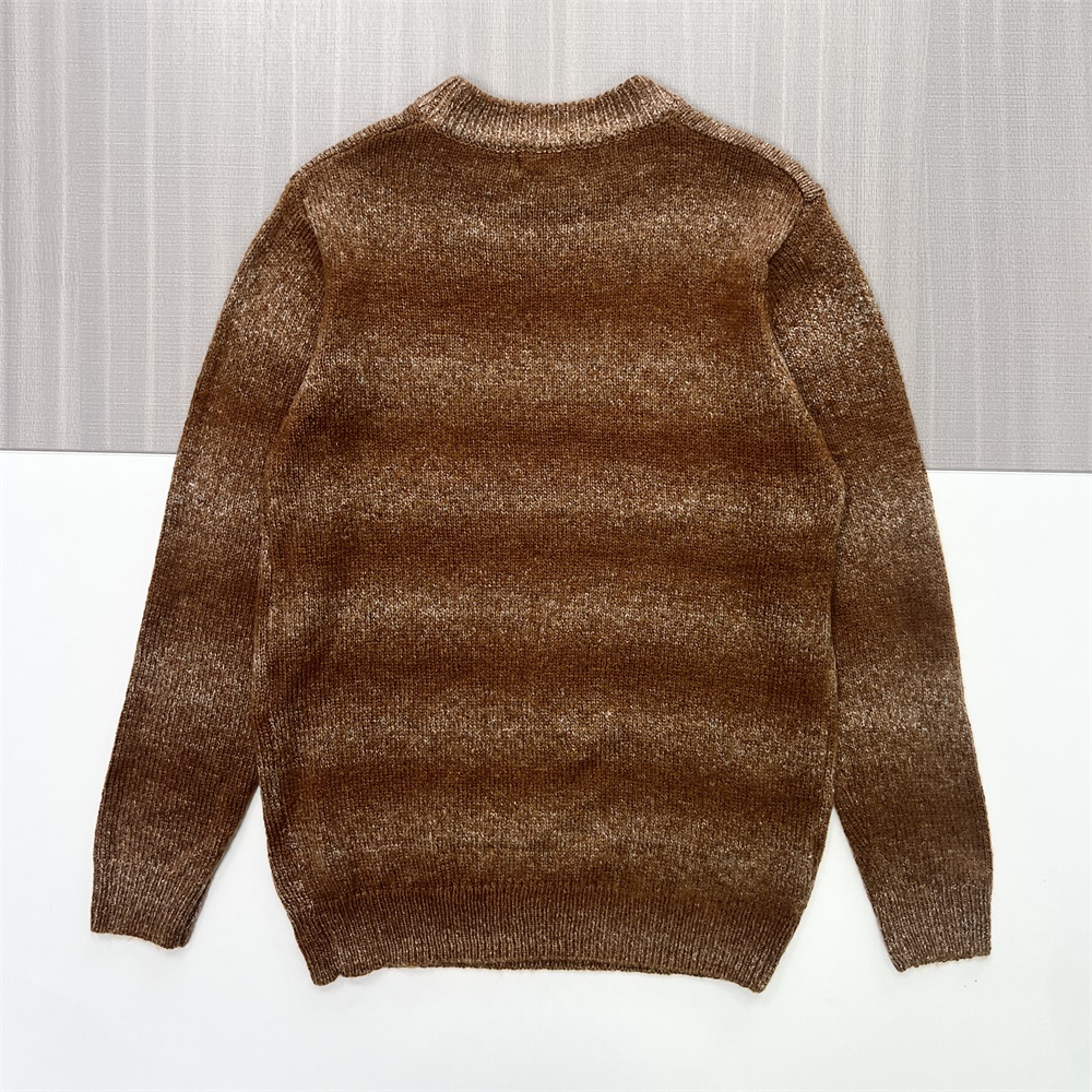 Мужской вязаный свитер с имитацией шеи в бронзовую полоску с эффектом омбре - индивидуальный текстурированный дизайн